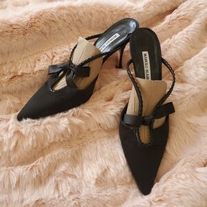 Manolo Blahnik Black Heeled Mules